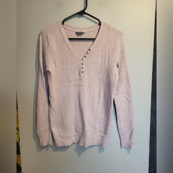 Denver Hayes Light Pink  V-Neck Sweater, Size Large - Picture 1 of 5